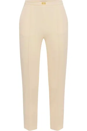 Elisabetta Franchi Spodnie, Kobieta, Żółty, XS, Poliester, Żółte, elastyczne spodnie typu stretch crepe o kroju slim fit