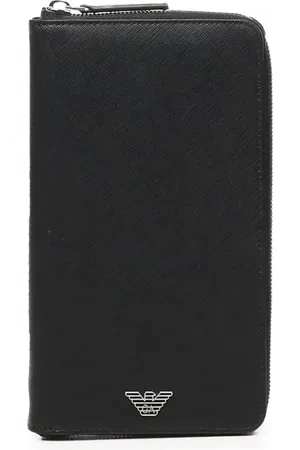 Emporio Armani Akcesoria, Mężczyzna, Czarny, ONE SIZE, Skóra, Czarny Organizer Portfelowy