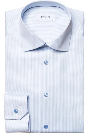 Eton Koszule, Mężczyzna, Biały, 4XL, Bawełna, Koszulka w paski z bawełny i lyocellu ze stretchem
