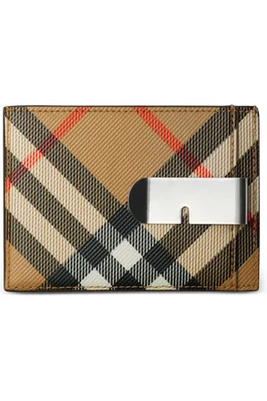 Burberry Akcesoria, Mężczyzna, Wielobarwność, ONE SIZE, Skóra, Etui na Karty Kredytowe z Klipsem na Banknoty w Kratę