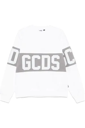 GCDS Bluzy, Mężczyzna, Biały, XL, Biała Crewneck Sweter