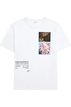 DRIES VAN NOTEN Koszulki, Mężczyzna, Biały, XL, Biała koszulka T-shirt z graficznym nadrukiem i okrągłym dekoltem