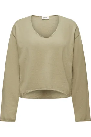 Drykorn Swetry, Kobieta, Zielony, M, Oversized Cropped Pullover z dekoltem w kształcie litery O