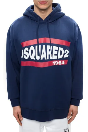 Dsquared2 Bluzy, Mężczyzna, Niebieski, M, Bawełna, Wygodna bawełniana bluza z kapturem