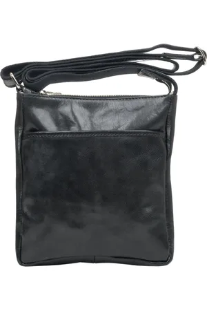 Estro Torebki, Mężczyzna, Czarny, ONE SIZE, Skóra, Czarna Skórzana Torba Messenger