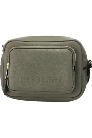 Burberry Torebki, Kobieta, Zielony, ONE SIZE, Skóra, Zielona, groszkowana skórzana torebka listonoszka na aparat