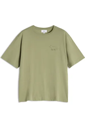 Maison Kitsuné Koszulki, Mężczyzna, Zielony, S, T-shirt z nadrukiem lis