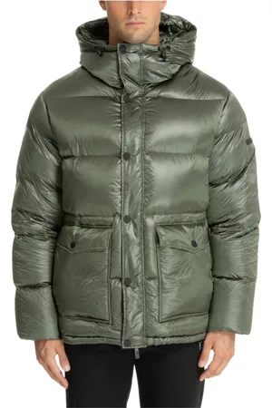 EA7 Kurtki, Mężczyzna, Zielony, M, Kurtka puchowa Snap-Zip Plain Logo Pockets