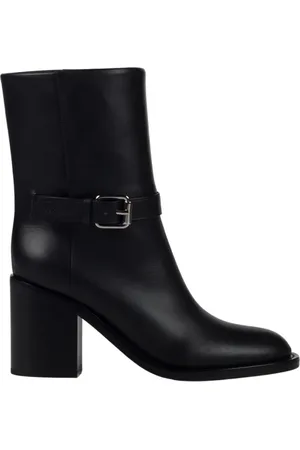 Burberry Buty, Kobieta, Czarny, 39 EU, Skórzane botki do kostki z paskami z klamrami