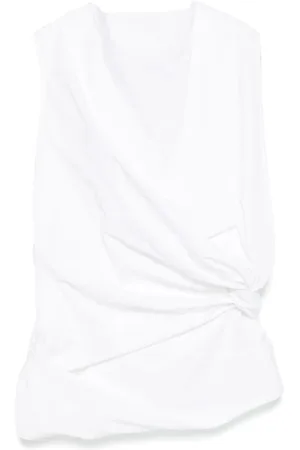 Jil Sander Koszulki, Kobieta, Biały, M, Biały Top z Wiązaniem w Talii