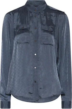 Bruuns Bazaar Bluzki, Kobieta, Niebieski, XL, Stylowa koszula Vintage Indigo