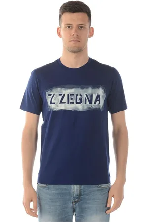 Ermenegildo Zegna Koszulki, Mężczyzna, Niebieski, S, Bawełna, T-Shirt Sweatshirt