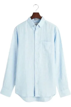 GANT Koszule, Mężczyzna, Niebieski, 4XL, Len, Lniana Koszula
