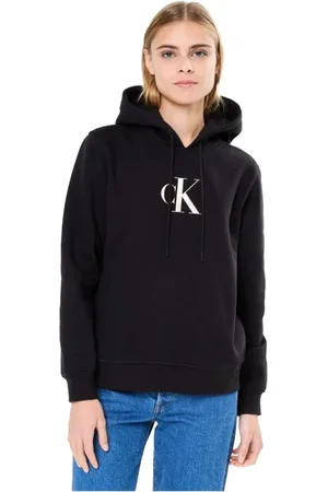Calvin Klein Bluzy, Kobieta, Czarny, M, Bawełna, Bluza z kapturem z nadrukowanym logo
