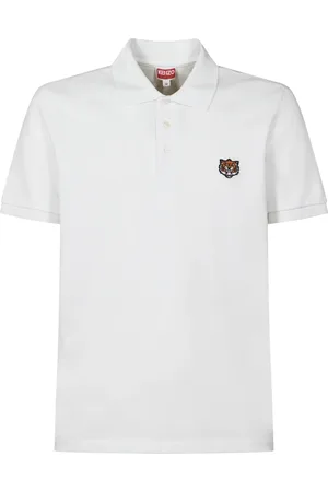 Kenzo Koszulki, Mężczyzna, Biały, L, Beżowy Polo z Haftem Happy Tiger