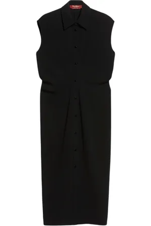 Max Mara Sukienki, Kobieta, Czarny, M, Elegancka Sukienka Midi Bez Rękawów