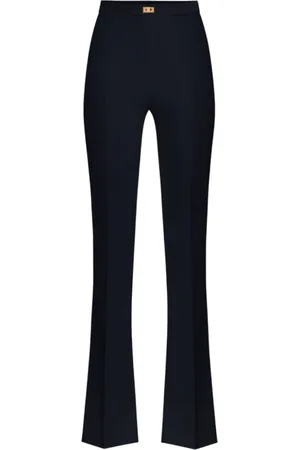 Elisabetta Franchi Spodnie, Kobieta, Czarny, L, Poliester, Crêpe Bell-Bottom Trousers