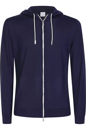 ELEVENTY Swetry, Mężczyzna, Niebieski, 2XL, Sportowy Sweter z Kapturem i Pełnym Zamkiem