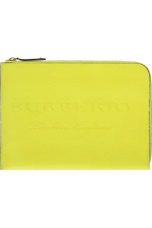 Burberry Torebki, Mężczyzna, Zielony, ONE SIZE, Skóra, Aktówka z ziarnistej skóry z detalem logo