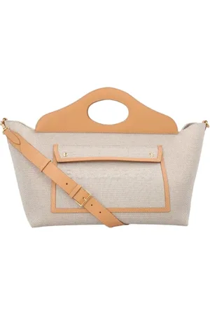 Burberry Torebki, Kobieta, Szary, ONE SIZE, Bawełna, Skórzana torba typu tote