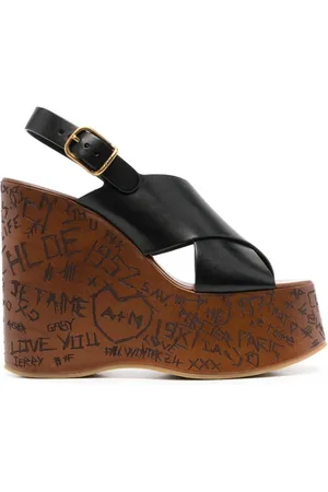Chloé Buty, Kobieta, Czarny, 39 EU, Skóra, Maxime 130mm Sandały na Koturnie