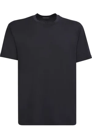 Tom Ford Koszulki, Mężczyzna, Czarny, M, Czarna Koszulka z Lyocellu, Krótkie Rękawy