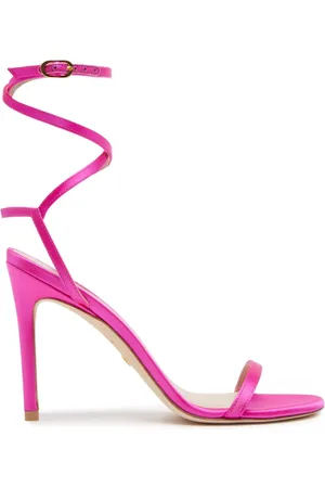 Stuart Weitzman Buty, Kobieta, Różowy, 37 1/2 EU, Skóra, Fuksjowe Satynowe Szpilki Barelynude