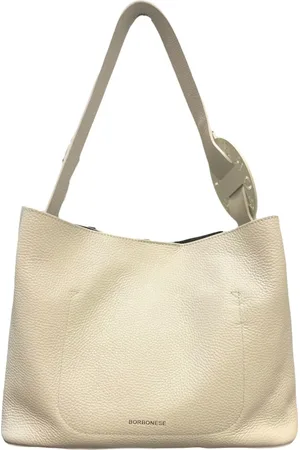 Borbonese Torebki, Kobieta, Biały, ONE SIZE, Skóra, Mała torebka typu bucket bag z zamkiem błyskawicznym