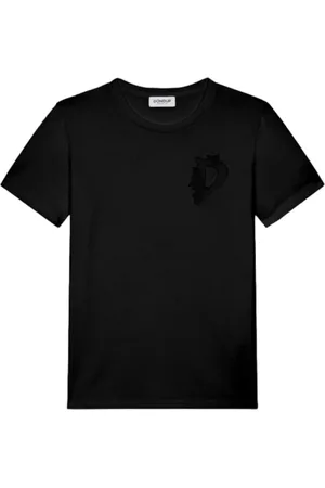 Dondup Koszulki, Kobieta, Czarny, M, Bawełna, Czarny T-shirt z haftowanym logo