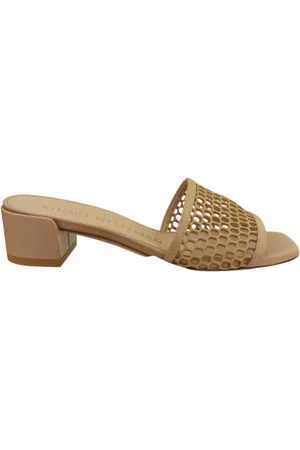 Stuart Weitzman Buty, Kobieta, Beżowy, 38 EU, Skóra, Eleganckie Klapki Sabot na Obcasie