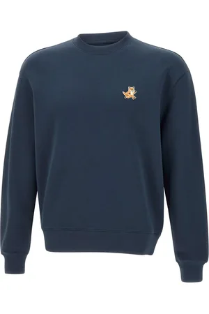 Maison Kitsuné Bluzy, Mężczyzna, Niebieski, L, Bluza z miękkiej bawełny z logo Speedy Fox