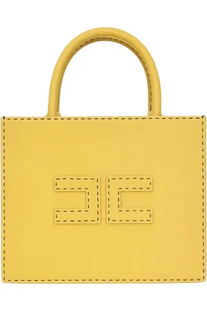 Elisabetta Franchi Torebki, Kobieta, Żółty, ONE SIZE, Żółta torba tote z logo Double C