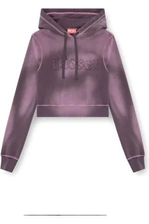 Diesel Bluzy, Kobieta, Fioletowy, M, Bawełna, Bluza z kapturem Distressed z nadrukowanym logo