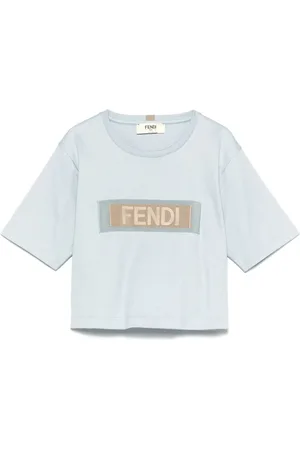 Fendi Koszulki, Kobieta, Niebieski, M, Bawełna, Błękitna Koszulka Ribbon