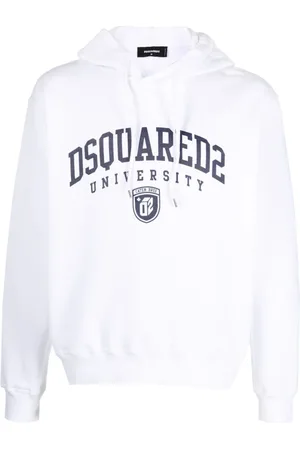 Dsquared2 Bluzy, Mężczyzna, Biały, L, Bawełna, University Cool Hoodie