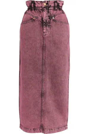 Essentiel Antwerp Spódnice, Kobieta, Różowy, S, Denim, Liliowa spódnica midi z denimu