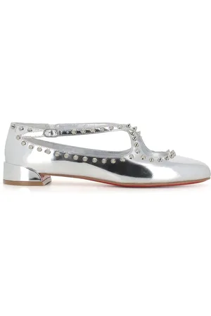 Christian Louboutin Buty, Kobieta, Szary, 40 EU, Skóra, Srebrne baleriny z ćwiekami
