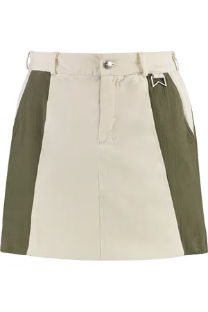 Rhude Spódnice, Kobieta, Beżowy, M, Bawełniana Mini-Spódnica z Bocznymi Szczelinami