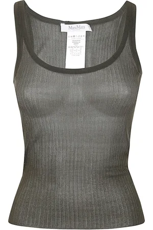 Max Mara Koszulki, Kobieta, Zielony, L, Bastia Silk Tank Top