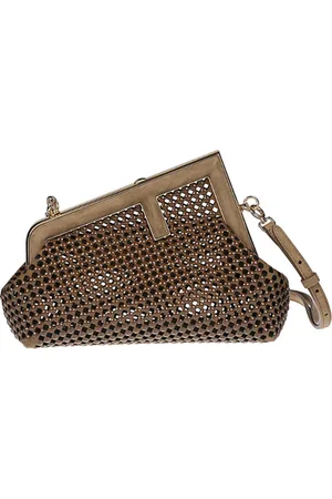 Fendi Torebki, Kobieta, brązowy, ONE SIZE, Zamsz, Kopertówka z ćwiekami