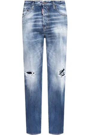 Dsquared2 Jeansy, Mężczyzna, Niebieski, L, Bawełna, Jeansyy o prostych nogawkach z efektem zniszczenia