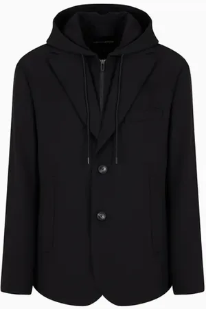 Emporio Armani Kurtki, Mężczyzna, Czarny, S, Jednorzędowa marynarka