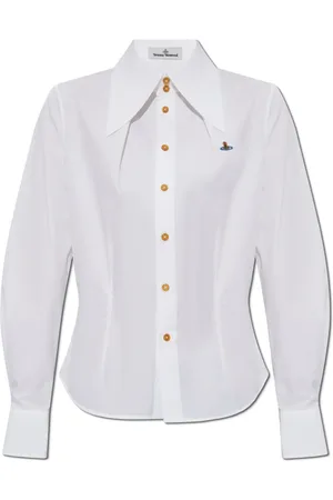 Vivienne Westwood Bluzki, Kobieta, Biały, S, Bawełna, Koszula z logo