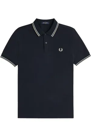 Fred Perry Koszulki, Mężczyzna, Niebieski, S, Bawełna, Polo z Podwójnym Paskiem