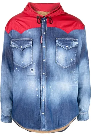 Dsquared2 Kurtki, Mężczyzna, Niebieski, M, Denim, Kurtka jeansowa z futrzaną podszewką