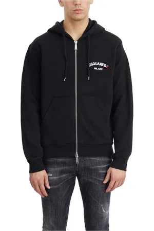 Dsquared2 Bluzy, Mężczyzna, Czarny, M, Bluza z kapturem zapinana na zamek