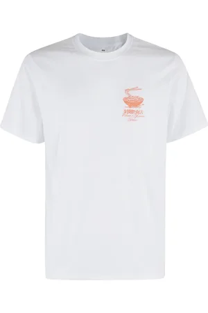 Edwin Koszulki, Mężczyzna, Biały, M, Ramen Palace T-Shirt Biały Logo Print