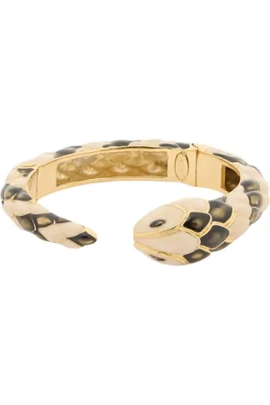 Roberto Cavalli Akcesoria, Kobieta, Żółty, ONE SIZE, Bransoletka w kształcie węża z sprężynowym otwarciem