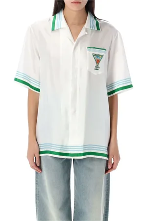 Casablanca Bluzki, Kobieta, Biały, M, Jedwabna koszula Metaphysical Tennis Icon