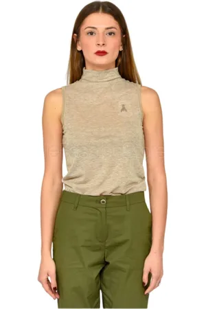 Patrizia Pepe Swetry, Kobieta, Beżowy, M, Lurex Fly Top Slim Fit
